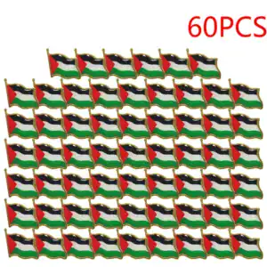 Drapeaux de la Palestine en pin's, collection de 60 pièces, accessoires de mode et souvenirs palestiniens, idéaux pour montrer votre soutien à la Palestine.